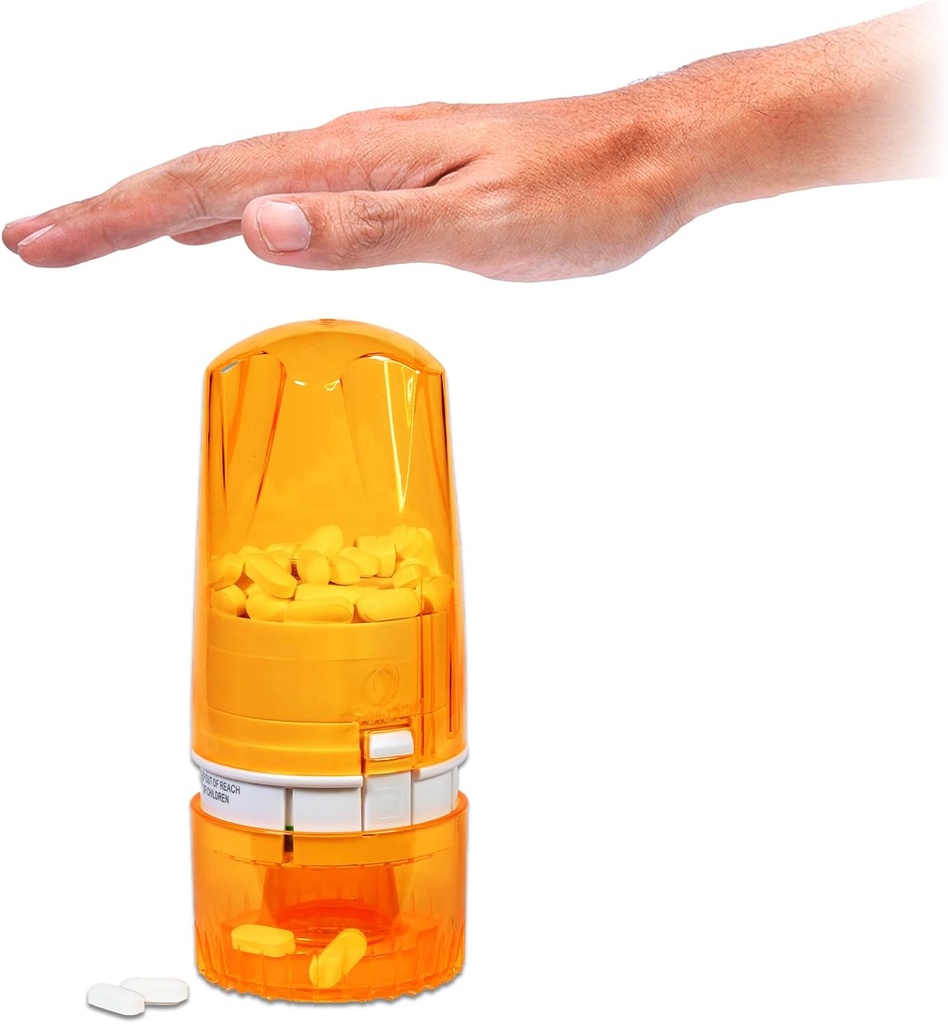 Distributeur de pilules - Porte-médicaments pour adultes et aînés - Caractéristiques de verrouillage - Arthrite amicale - Une pression, une pilule - Sans effort et hygiénique - 75 comprimés ronds
