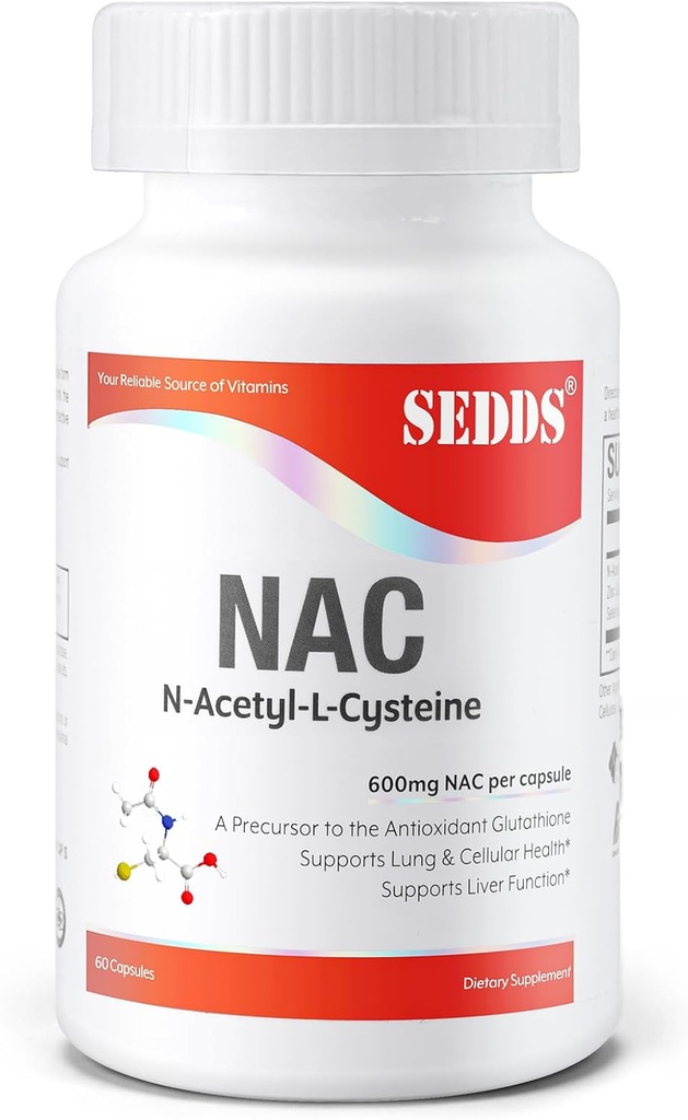 Suppléments, N-acétyl Cystéine (NAC) 600 mg, 60 gélules de légumes - Non-OGM, sans gluten