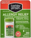 Berkley jensen 24 heures de soulagement de l'allergie (365-Count), 10 mg Cétirizine Hydrochloride Antihistamine - Allergie rapide pour allergies intérieures et extérieures, Comprimés Easy-Swallow, Comparer avec Zyrtec