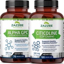 Zazzee Citicoline CDP Choline Capsules et Alpha GPC Choline Capsules