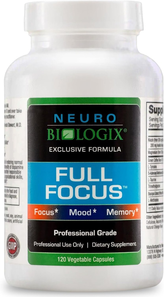 Full Focus™ 120 Capsules – Comprehensive Brain Supplement for Optimal Cognition, Brain Focus and Memory – Brain Support Supplement to Promote Enhanced Mood, Relaxation, Dopamine Balance and More