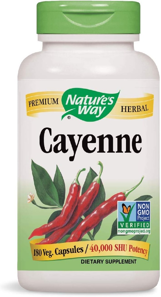 Nature's Way Cayenne 40 000 SHU Potency, 180 Capsules végétariennes, Pack de 2