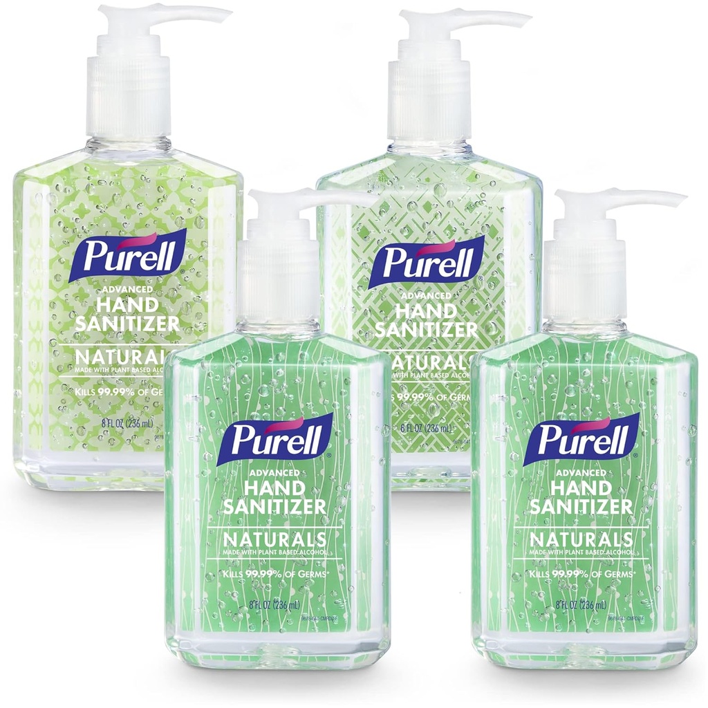PURELL Advanced Hand Sanitizer Naturals with Plant Based Alcool, Citrus Scent, 8 fl oz bouteille de pompe (paquet de 4) - 9626-06-ECDECO