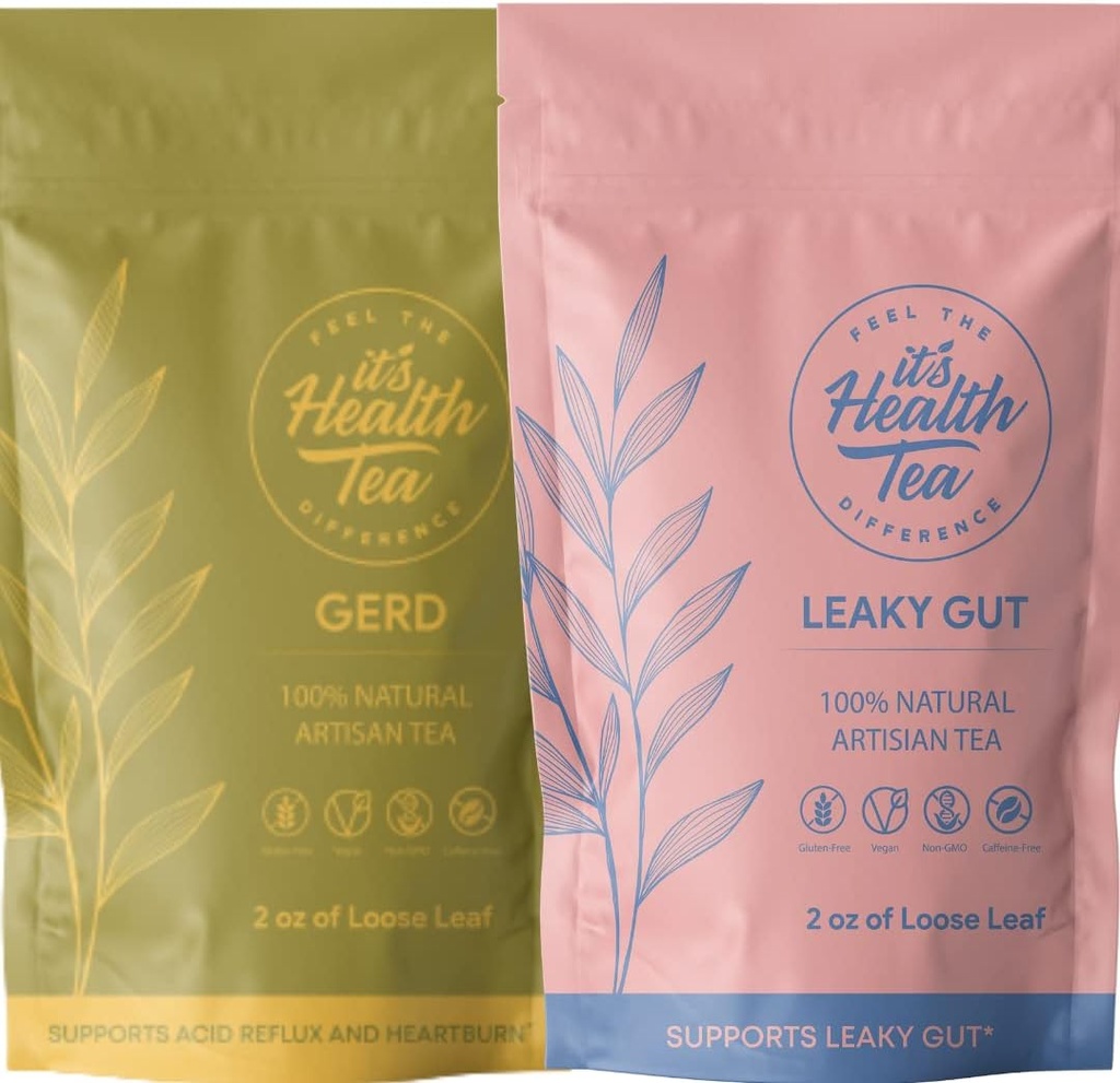 Soutien digestif Ensemble de thé à base de plantes fonctionnels: Reflux acide + Gut maigre Ensemble de thé pour le soutien digestif et l'équilibre