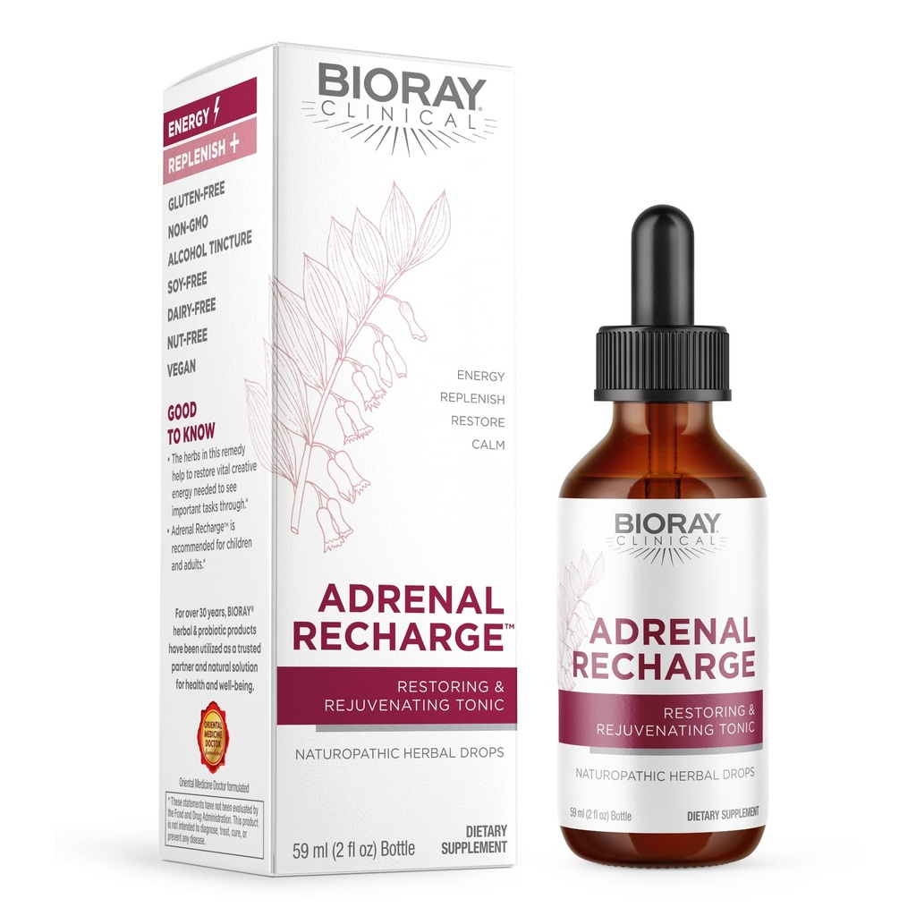 BIORAY Recharge adrénale clinique - 2 fl oz - Restaurer et rajeunir la teinture d'alcool - Non-OGM, végétalien, sans gluten