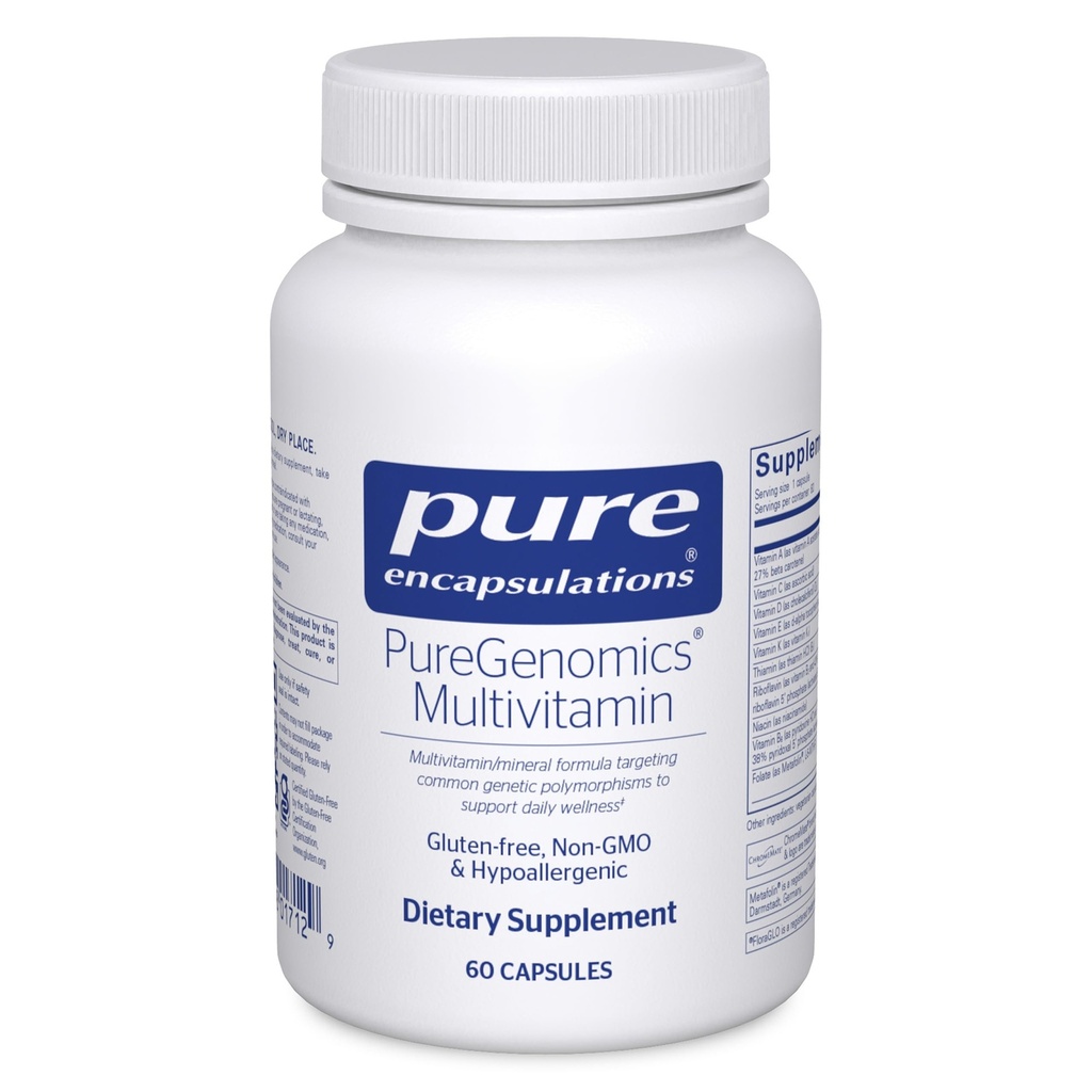 Pure Encapsulations PureGenomics Multivitamine - Supplément pour soutenir les besoins nutritionnels des variations génétiques communes - avec vitamine A, B, C, D, E, K & Minéraux - 60 Capsules