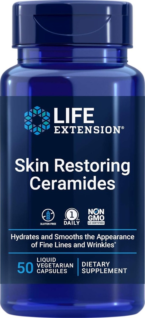 Life Extension Skin Restoring Ceramides, 50 Capsules de Veg - Supplément phytocéramide végétarien
