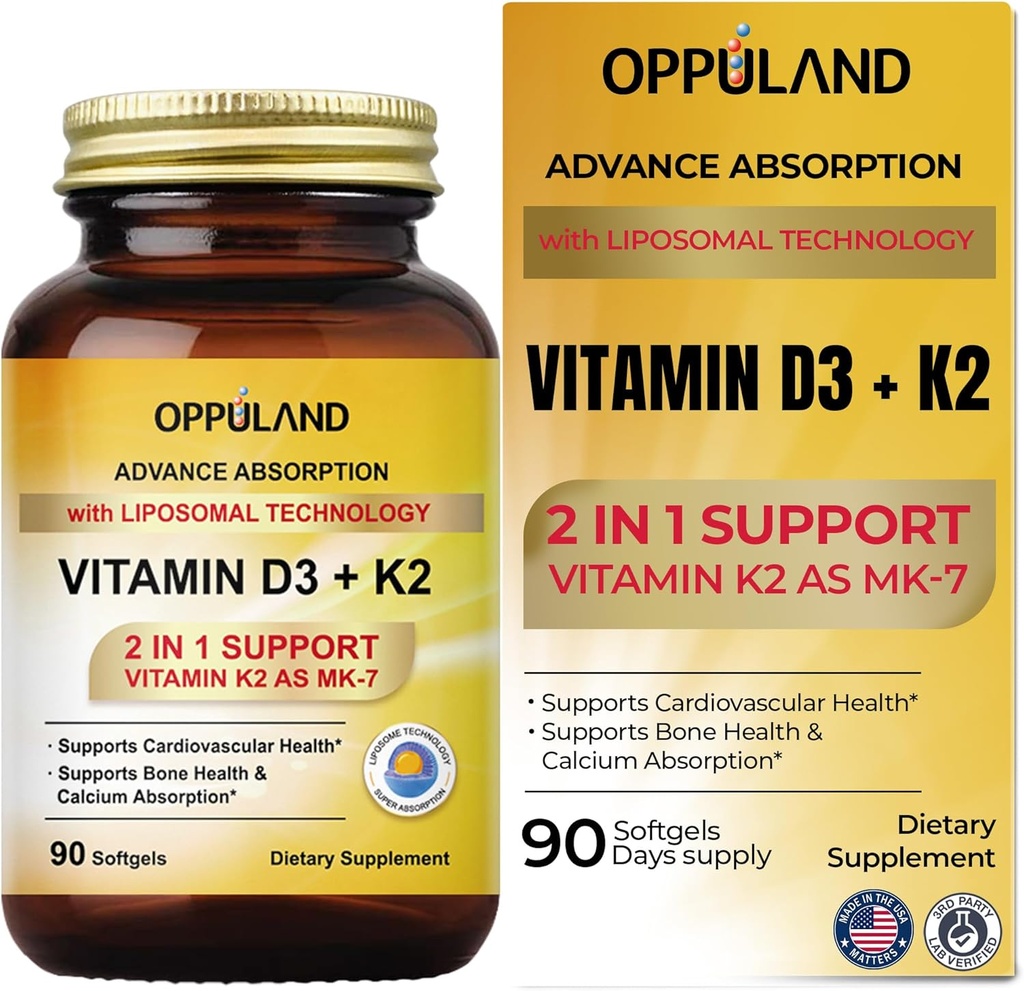 Vitamine D3 + K2 5000 UI - Technologie liposomique pour l'absorption améliorée - MK-7 Vitamine K2 100mcg - Soutient le métabolisme des os et du calcium - Supplément D3K2 pour hommes et femmes - 90 Softgels