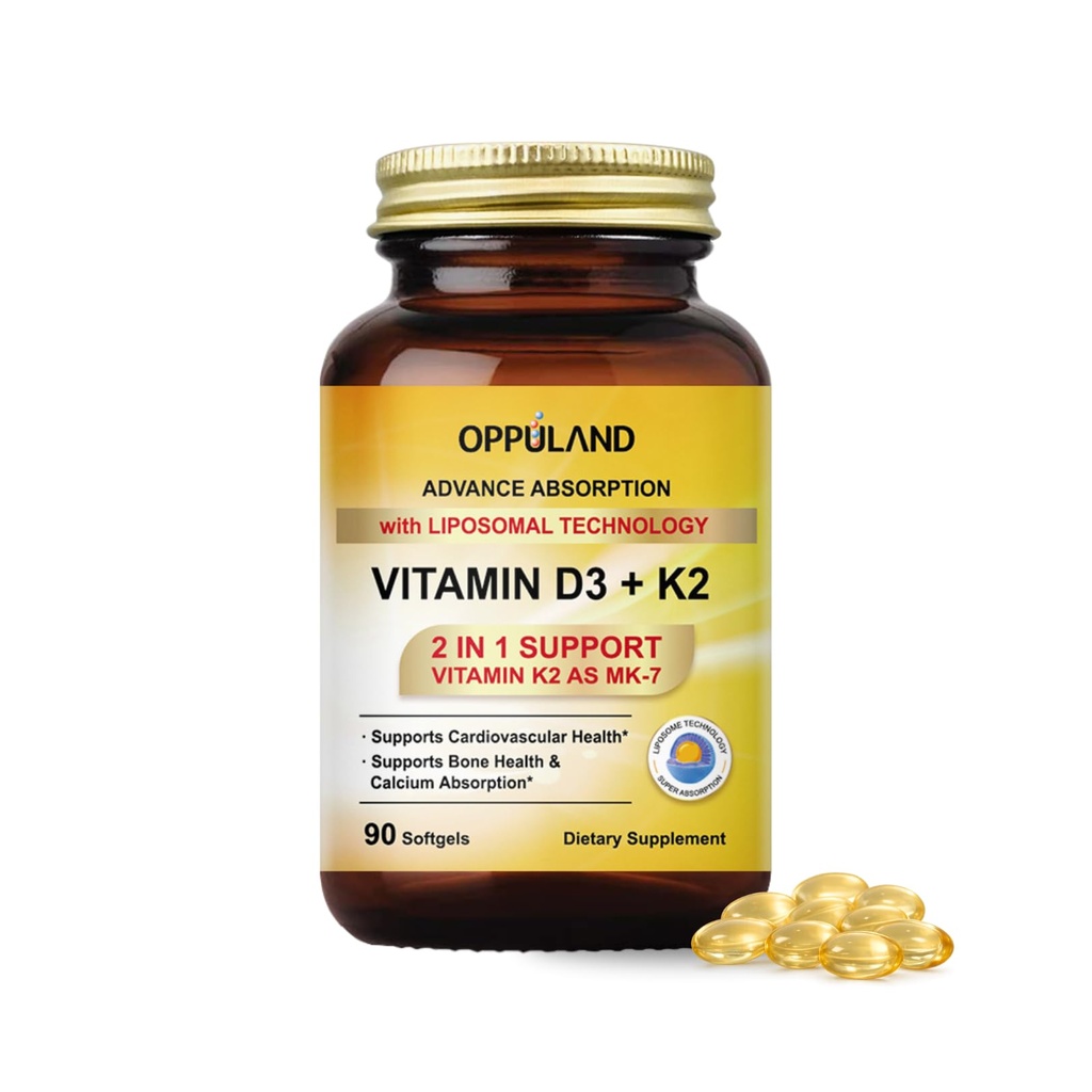 Vitamine D3 + K2 5000 UI - Technologie liposomique pour l'absorption améliorée - MK-7 Vitamine K2 100mcg - Soutient le métabolisme des os et du calcium - Supplément D3K2 pour hommes et femmes - 90 Softgels