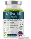 Supplément aux acides aminés naturels anti-âge pour les femmes et les hommes – Soutient la santé immunitaire, l'énergie, les tons de peau plus lisses et le sommeil restaurateur, pilules de supplément anti-âge pour la longévité, 60 capsules