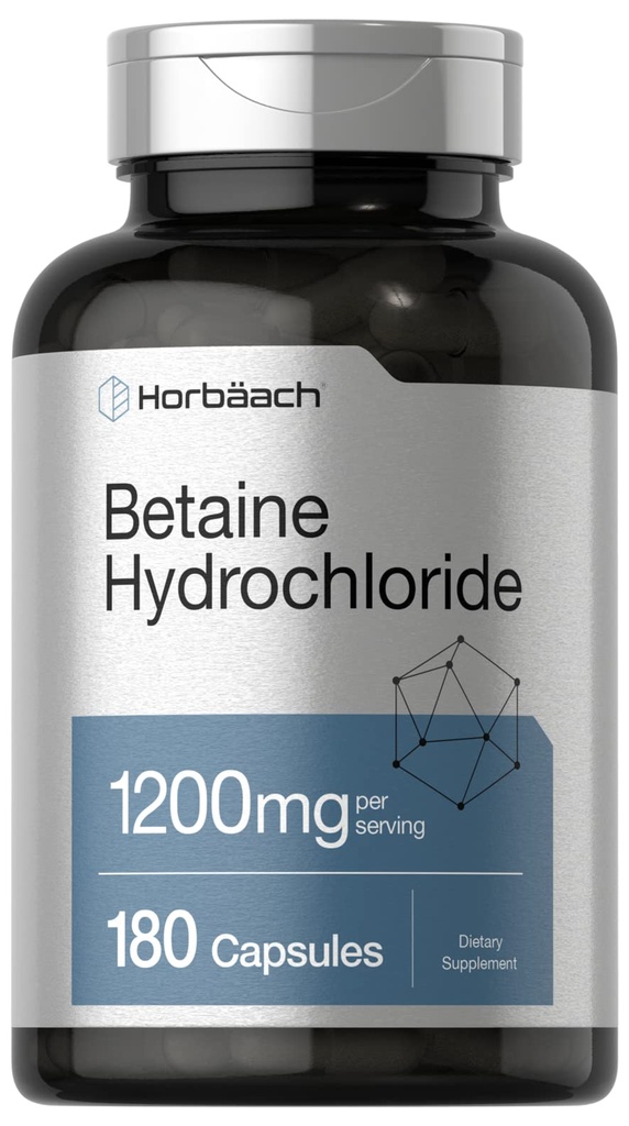 Horbäach Bétaïne HCl 1200mg. 180 Capsules.
