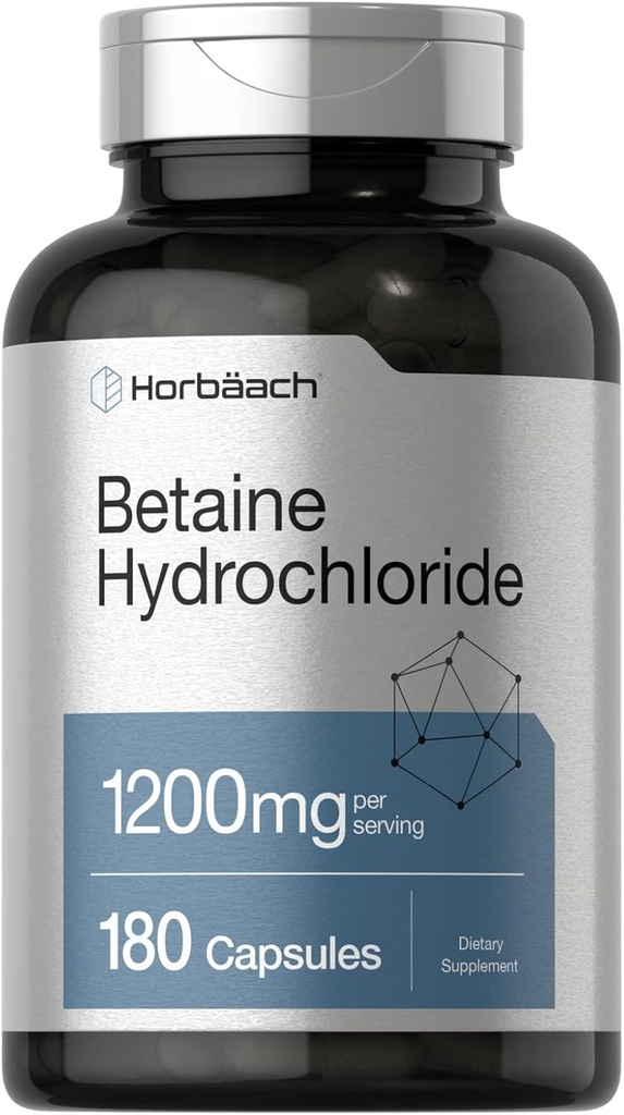 Horbäach Bétaïne HCl 1200mg. 180 Capsules.