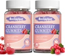 Cranberry Gummies 1000mg, Cranberry Supplements for Women, with D-Mannose 250mg, Womens Probiotic Gummies, Urinary Tract Health, Cranberry Flavor, NO GMOs, 60 Count (Pack of 2)