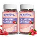 Gummies de canneberges 1000mg, Suppléments de canneberges pour les femmes, avec D-Mannose 250mg, Gummies probiotiques pour les femmes, santé du trac urinaire, goût de canneberge, aucun OGM, 60 Nombre (paquet de 2)