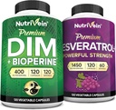 Nutrivein Premium Resveratrol Capsules et le supplément DIM: Supplément de resvératrol haute absorption et DIM pour la récupération, l'équilibre et la vitalité