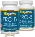 Nzymes® Probiotiques Pro-B et enzymes digestives pour l'équilibre digestif, une meilleure digestion, l'indigestion et la constipation (180 Caplets totaux) - Fabriqué aux États-Unis
