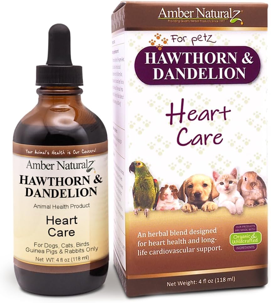 Amber NaturalZ Hawthorn & Dandelion Herbal Supplement for Dogs, Cats, Birds, Lapins, and Guinea Porcs.