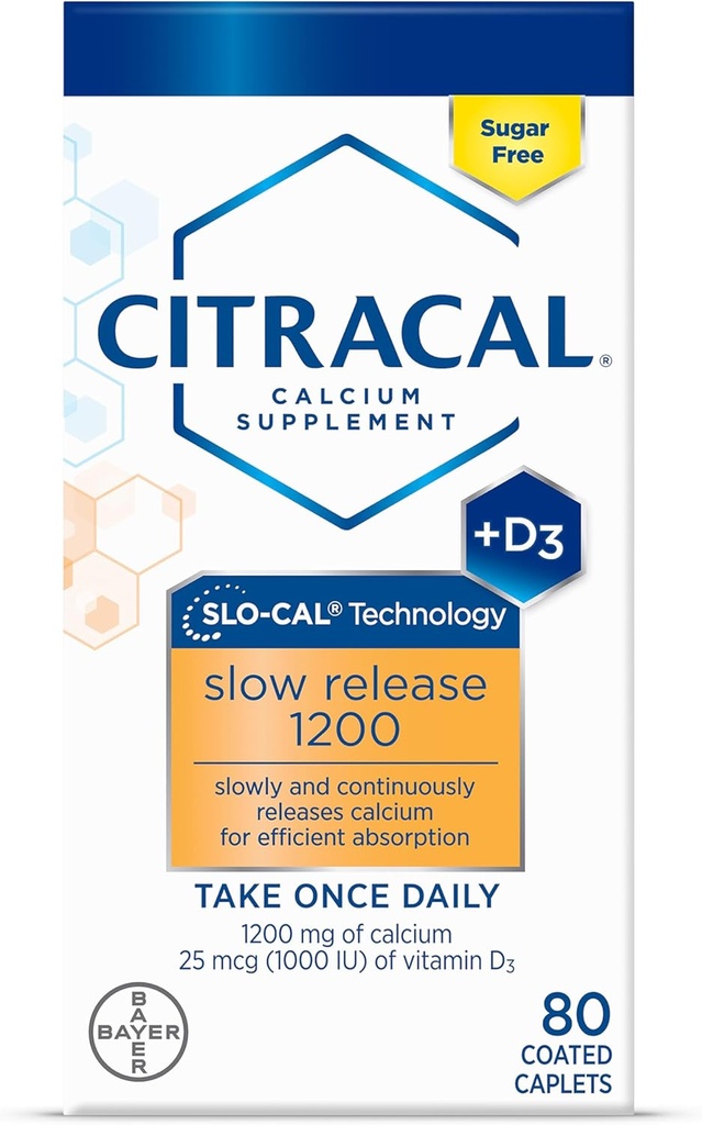 Calcium Citracal Plus D Lent Release 1200, 80 onglets