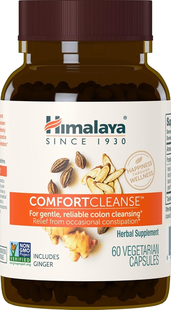 Himalaya ComfortCleanse pour la désintoxication et le nettoyage doux des colonies et constipation occasionnelle, végétarienne, 500 mg, 60 capsules, 1 mois d'approvisionnement