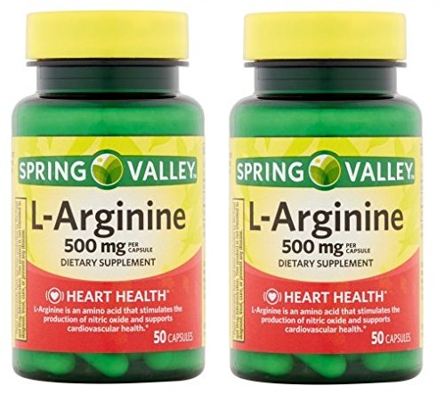 Spring Valley: 100 Capsules 500 Mg Ea. L-Arginine (Pack de 2)