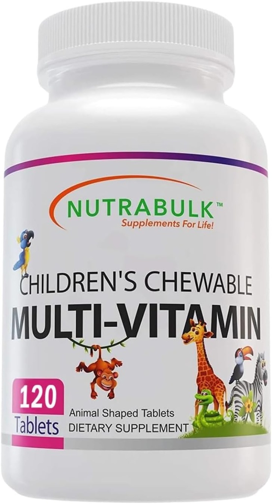Multivitamines à croquer pour enfants - Promouvoir le développement global des enfants - Fabriqué aux États-Unis, peut aider à soutenir l'Immune, les os, le cerveau et le bien-être général - Vegan & sans gluten - 120 comprimés de cerise