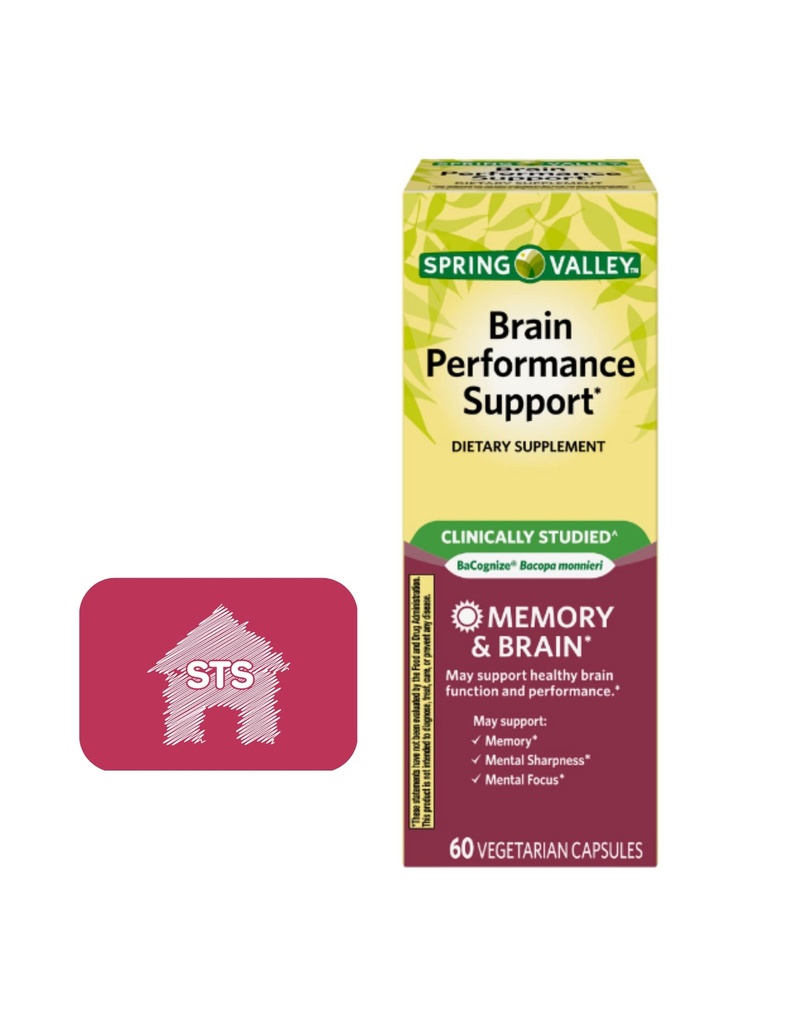 Spring Valley Cerveau Performance Support, 60 Compte + Sticker STS.