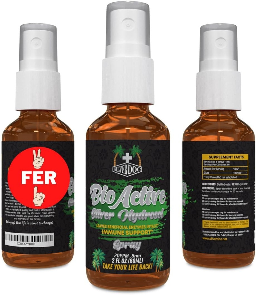 2 à 1 vente Silver Doc Silver Hydrosol Spray (2-2oz bouteilles), alternative naturelle et le soutien immunitaire, mieux que n'importe quel colloïdal, SilverDoc est le plus efficace