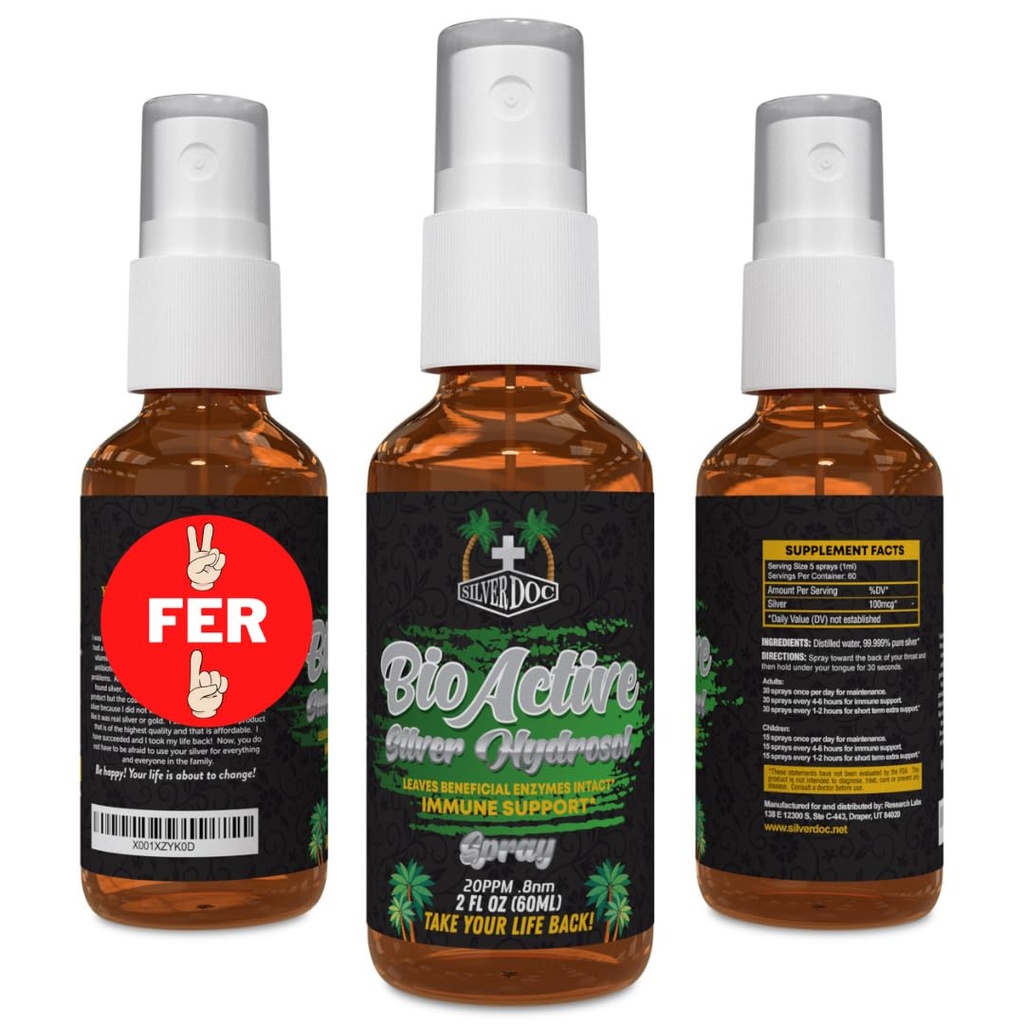 Silver Doc Silver Hydrosol Spray (2-2oz Bottles), Natural Alternative & Immune Support, Better Than Any Colloidal, SilverDoc is Most Effective