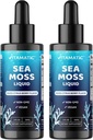 Vitamatic 2 Packs Liquid Bio Irish Sea Moss - Fabriqué avec Bladderwrack & Burdock Root - 2800 mg par portion - 2 FL OZ - Seamoss Total 4 oz