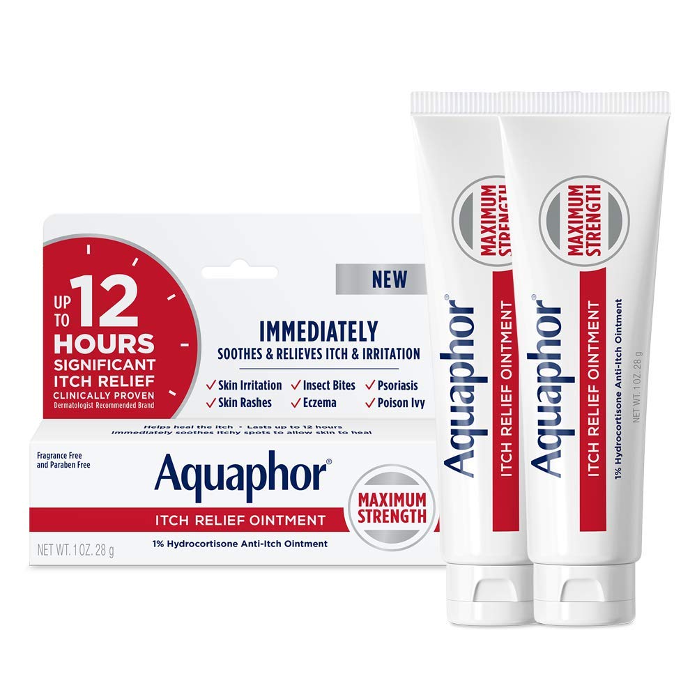 Onguent anti-démangeaison d'aquaphore, onguent anti-démangeaison d'hydrocortisone à 1 %, tube de 1 oz, 2 paquets