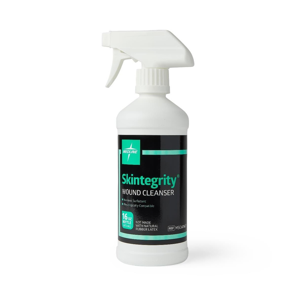 Medline Skintégrity Wound Cleanser (paquet de 1), 16 onces de flacon de pulvérisation, pour le nettoyage des plaies, le débridement, l'élimination des protéines, les blessures sous pression, les blessures infectées, le spray peut être ajusté de la brume au flux
