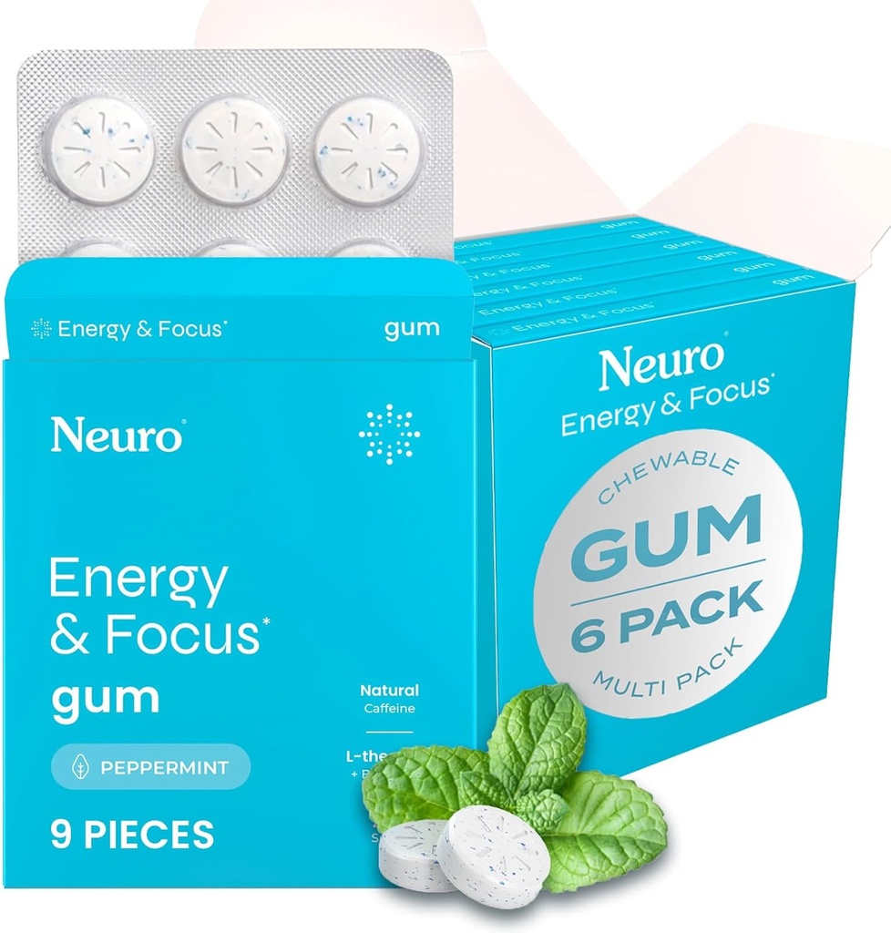 NeuroGum Énergie et focus Gum (54 Count-6 Pack, menthe poivrée)