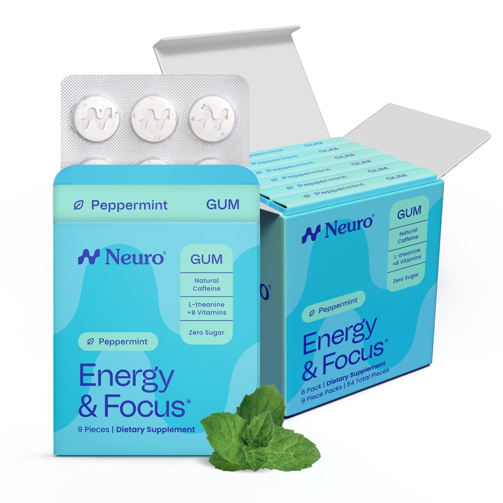 NeuroGum Énergie et focus Gum (54 Count-6 Pack, menthe poivrée)