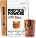 Nettoyez la poudre de protéines de lactosérum, le beurre d'arachide au chocolat naturellement sucré, la poudre de protéines de fécule 100% de gazon avec des enzymes digestives et aucun ingrédient artificiel, sans gluten, 30 portions