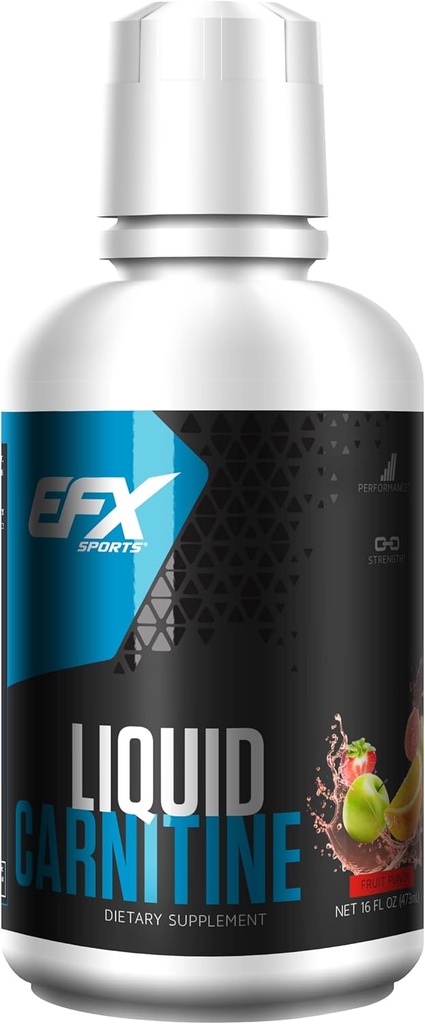 EFX Sports L-Carnitine Liquide 1500mg, Améliorer la performance et la résistance, Vitamine B5 (31 portions, punch de fruits)