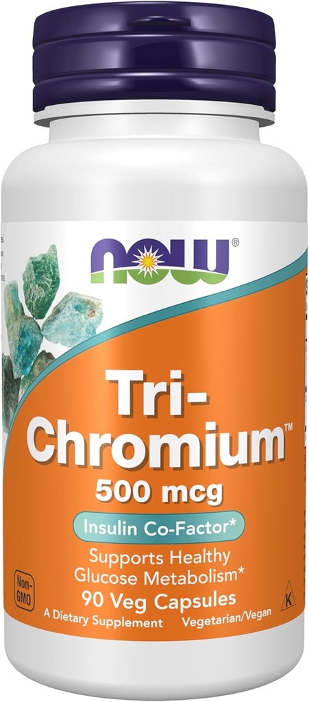 MAINTENANT Aliments suppléments, Tri-ChromiumTM 500 mcg avec cannelle, Insulin Co-Factor*, 90 gélules