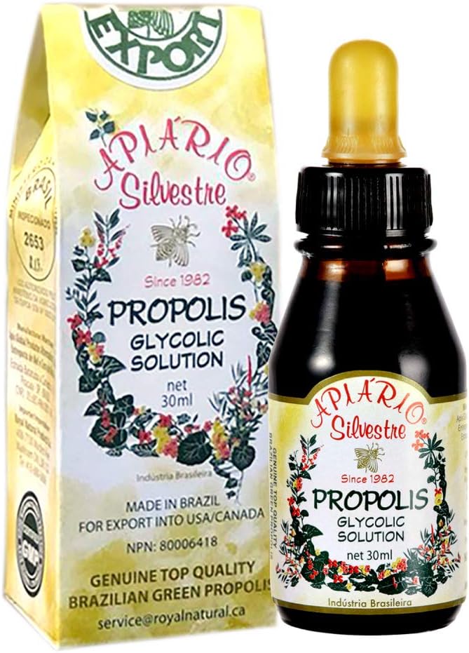 Extrait glycolique de la propolis verte brésilienne - Immune Booster/Gorge douloureuse/Soin oral/Antioxydant/CardioSanté - Importé de São Paulo, Brésil - 1 bouteille