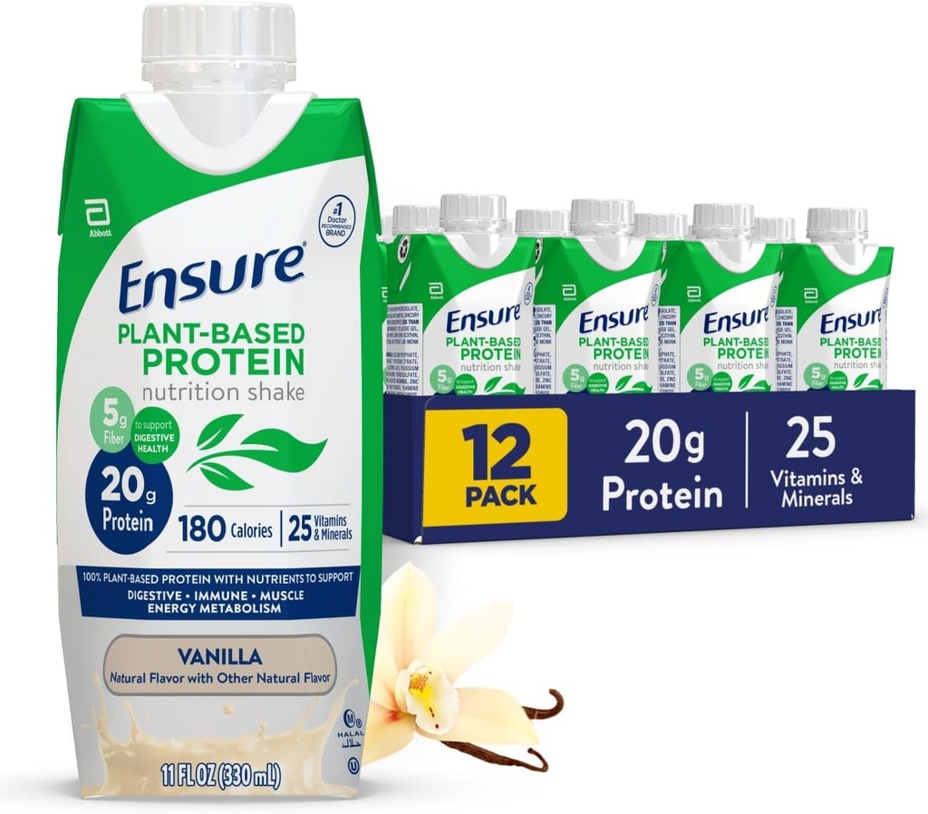 S'assurer que les plantes à base de protéines végétales Vanille Nutrition Shake I sans gluten I sans lait I sans soja Shake I 12 Pack