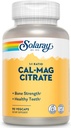 Solaray Calcium Magnésium Citrate 1000mg 1:1 Rapport, Supplément de force osseuse, Muscle, Système nerveux et Bone Health Support, Chélaté pour Haute Absorption, Digestion Douce, 15 portions, 90 VegCaps