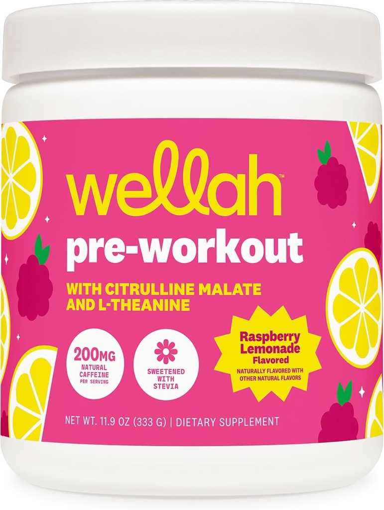 Wellah Get-Going Pre-Workout Drink Mix (Raspberry Lemonade Flavored, 30 Servings)