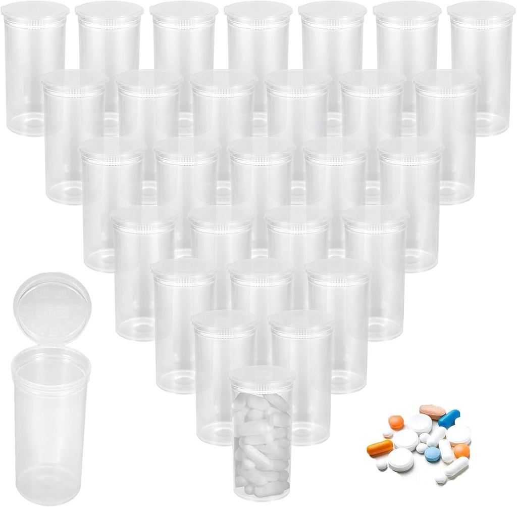 Bouteille d'ordonnance vide en plastique de 100Pcs, 13 Bouteilles de pilules Dram, Bouteilles d'articulation étanches à l'eau avec bouchons de top pop Conteneur de médicaments pour pilules, artisanat, bonbons, suppléments et plus