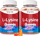 L-Lysine 1000mg Gommies - Supporte la peau, les lèvres, le végétalien, sans gluten, 60 Lysine à croquer pour adultes, Vitamines tissulaire santé et système immunitaire, supplément de vitamine et compléments complexes (2 pack)