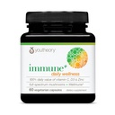 Youtheory Immune+ Daily Wellness - Supplément de soutien aux immunes végétariennes avec vitamine C, vitamine D3 et zinc* - Supplément de champignons avec la queue de dinde, Cordyceps et Reishi - 60 capsules végétariennes
