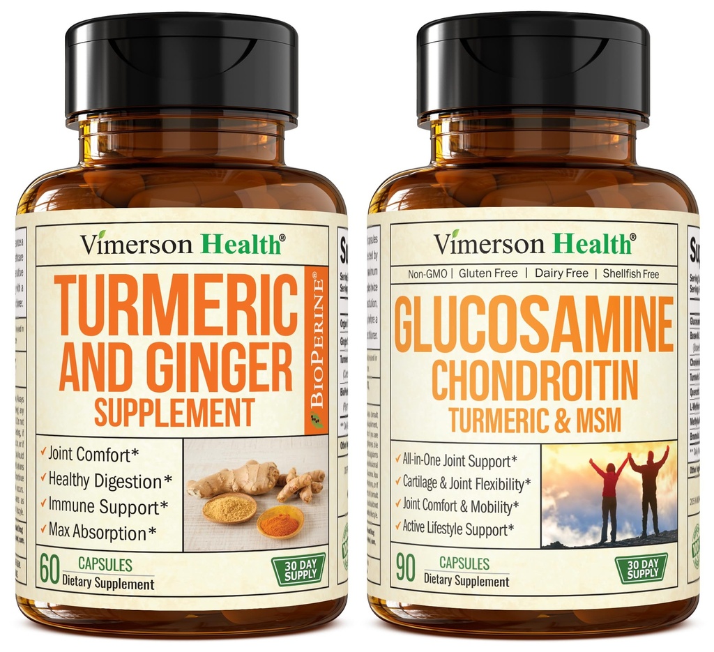Supplément curmérique et supplément de soutien à la racine de gingembre et supplément à la chondritine de glucosamine MSM et supplément curmérique