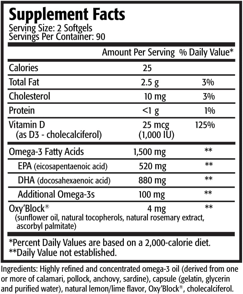 Res-Q 1250+ Capsules d'huile de poisson Oméga-3 et Vitamine D3