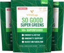 VitaCup Super Greens Poudre Smoothie & Juice Mix w/ 50+ Superfoods Premium, Santé Digestive, Bloating Relief, Détox, Gut Health w/Probiotiques, Antioxydants, Berry Lemon, 30 portions chacun, 3 sacs