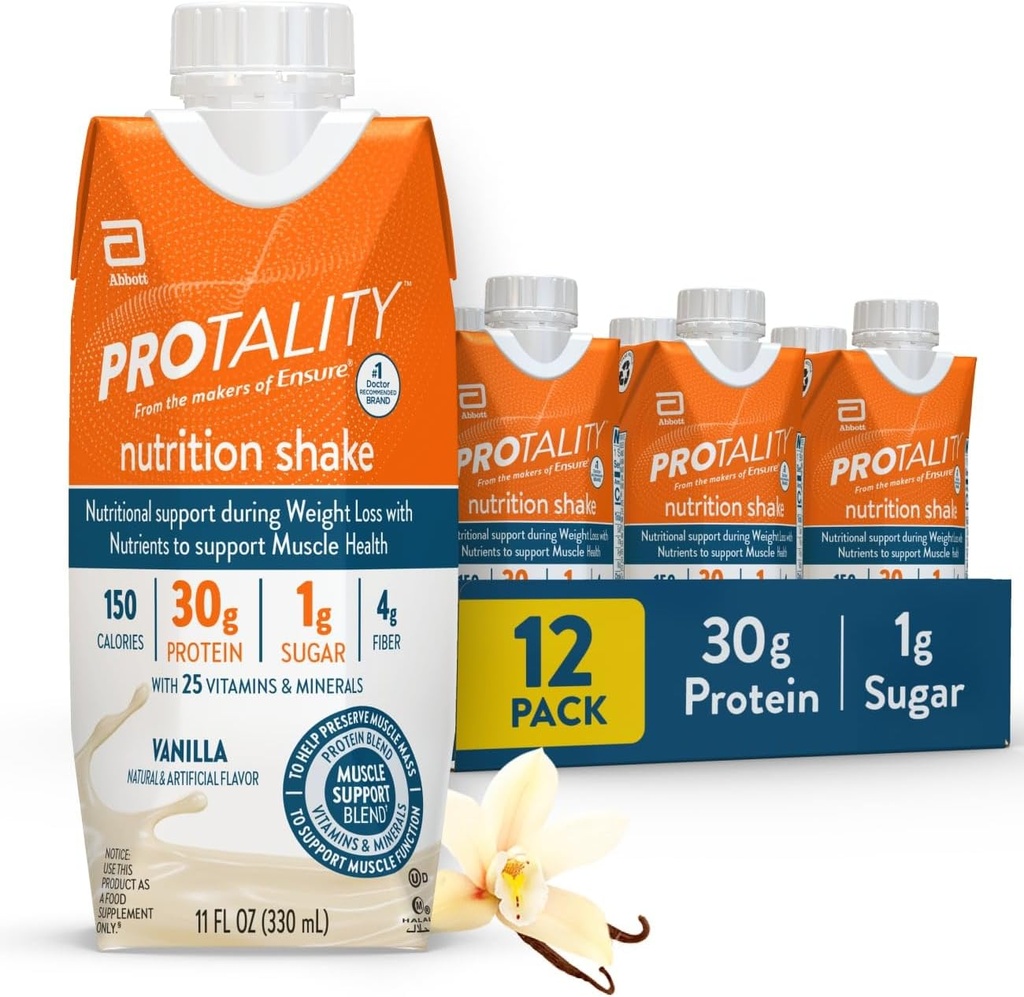 Vanilla Nutrition Shake, 30g de protéines, 1g de sucre Soutien nutritionnel pour la santé musculaire pendant la perte de poids