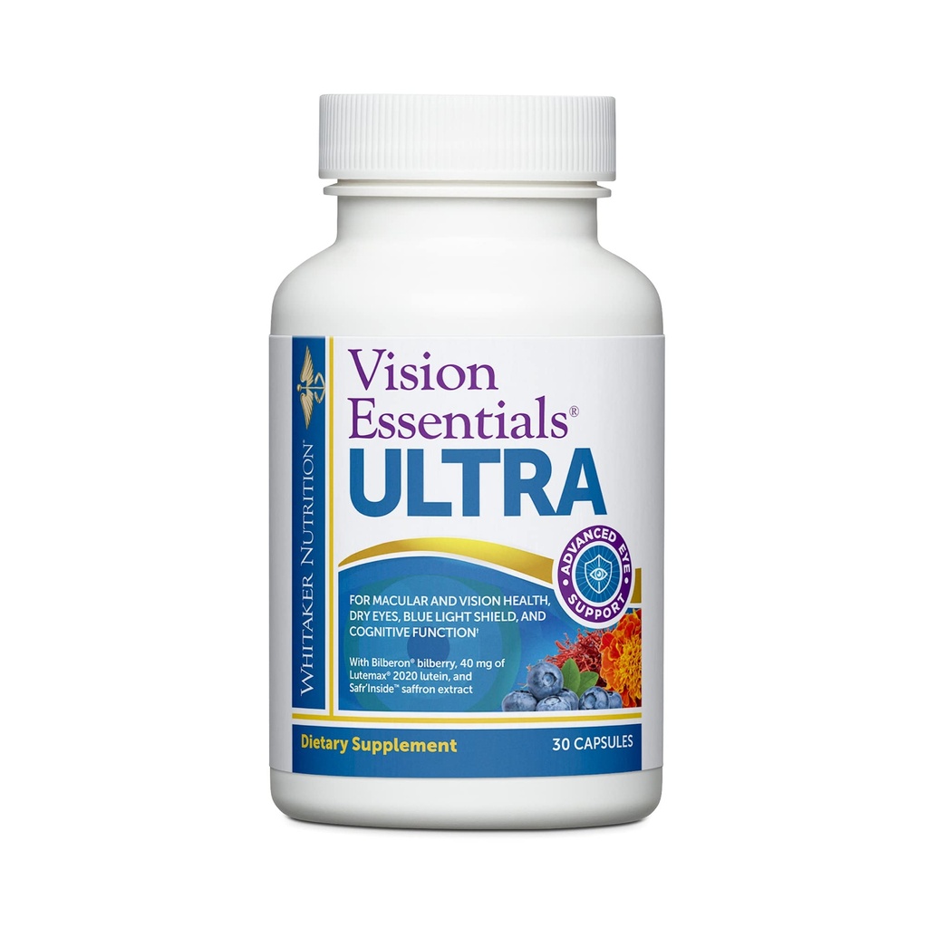 La vision du Dr Whitaker Essentials Ultra avec Lutein. Un soutien complet avec une seule pilule quotidienne pour Macula & Retina Health, Eye Strain, Ocular Pressure, Digital Eye Fatigue, Mood Support et plus encore