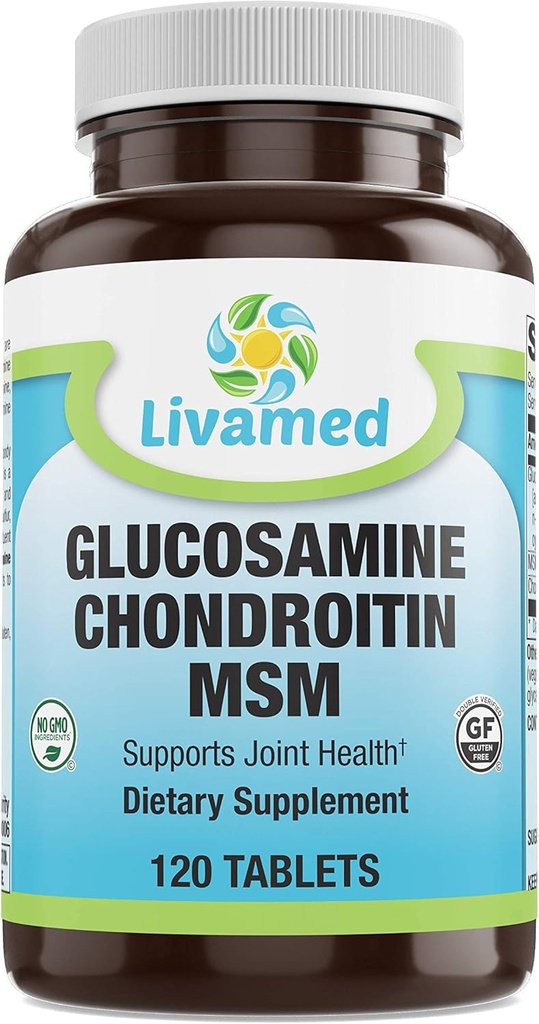 Glucosamine Chondroïtine MSM Complete Complex – Suppléments de soutien pour les genoux, le dos, le HIPS et l'inflammation - Supplément santé mobilité pour la douleur, les douleurs, la douleur et l'inflammation - 120 comprimés