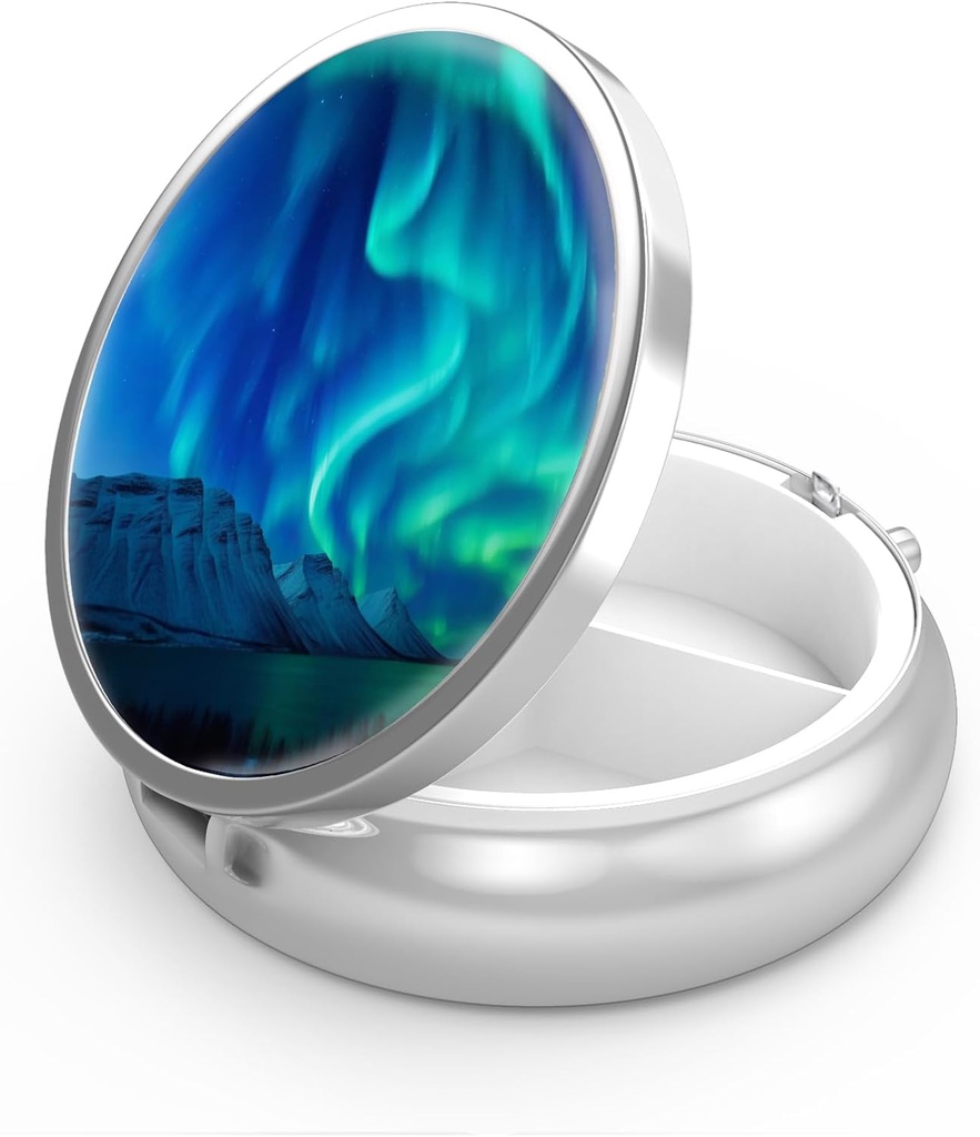 Pill Box 3 Compartiment petit cas de pilule, Portable pour Pocket ou Purse Pill Organizer Porte-conteneur Pill pour tenir les vitamines, les médicaments, l'huile de poisson et les suppléments (lumière nord)